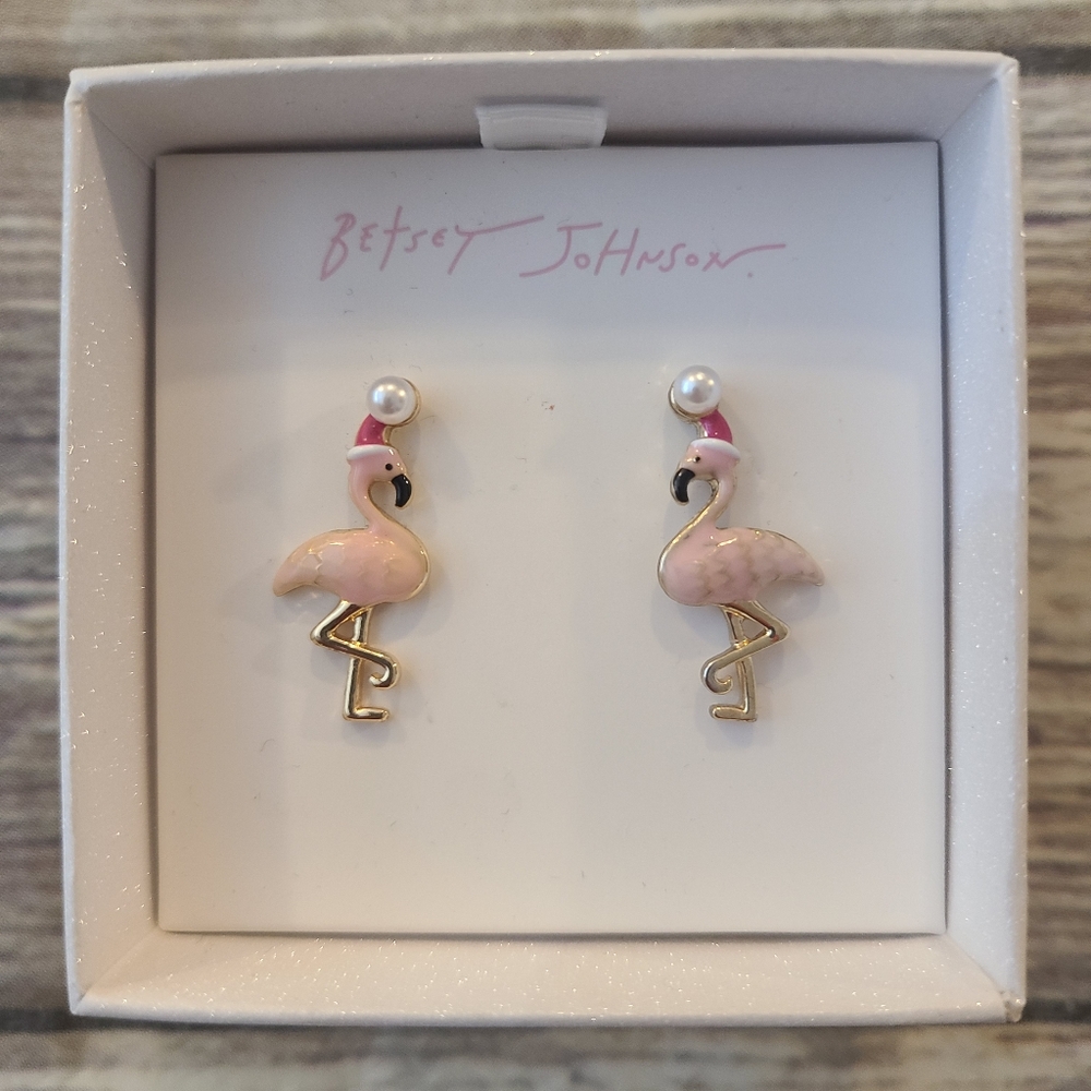 Betsey Johnson Pink Flamingo Earrings